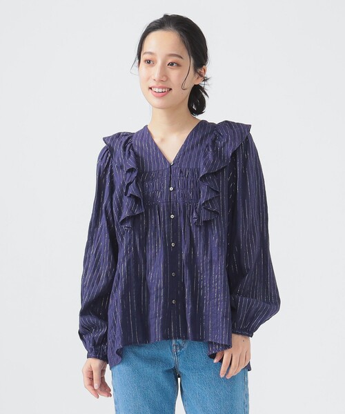 セール】【別注】Sara mallika / COTTON STRIPE JACQUARD FRILL