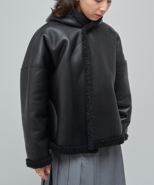 セール】【VACHEMENT】ファーボンディングレザー フェイクムートン