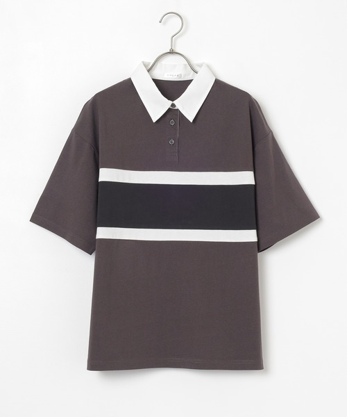 Honeys（ハニーズ）の「配色ラガーシャツ（ポロシャツ・レディース・ピンク/ボルドー/グリーン/スミクロ/ネイビー・L/LL/M/S/SS）」の18枚目の写真