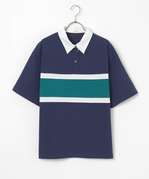 Honeys（ハニーズ）の「配色ラガーシャツ（ポロシャツ・レディース・ピンク/ボルドー/グリーン/スミクロ/ネイビー・L/LL/M/S/SS）」の20枚目の写真