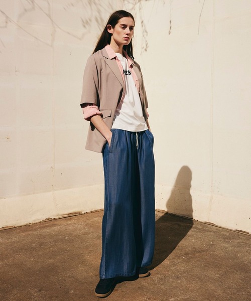 BAYFLOW（ベイフロー）の「[薄手＆しなやかな素材感]デニムワイドパンツ（その他パンツ・レディース・インディゴブルー/ブラック/サックスブルー・FREE/X-SMALL）」の20枚目の写真