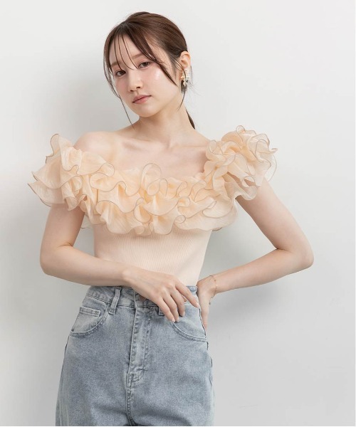 RANDA(ランダ)の「ボリュームフリルニット(ニット/セーター・レディース・ブラック/ピンク/ホワイト・FREE)」の13枚目の写真