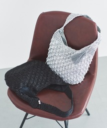 メタリック柄編みワンショルダーバッグ