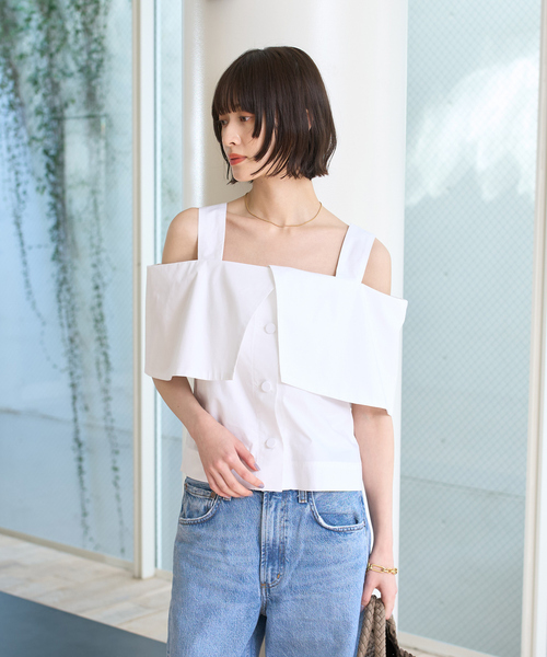 Rouge vif（ルージュヴィフ）の「ケープオフショルブラウス（シャツ/ブラウス・レディース・ブラック/ホワイト・フリー）」の12枚目の写真