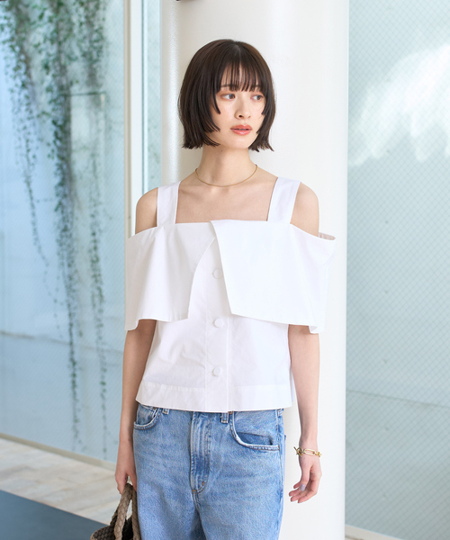 Rouge vif（ルージュヴィフ）の「ケープオフショルブラウス（シャツ/ブラウス・レディース・ブラック/ホワイト・フリー）」の11枚目の写真