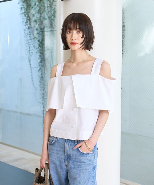 Rouge vif（ルージュヴィフ）の「ケープオフショルブラウス（シャツ/ブラウス・レディース・ブラック/ホワイト・フリー）」の10枚目の写真