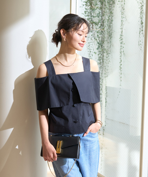 Rouge vif（ルージュヴィフ）の「ケープオフショルブラウス（シャツ/ブラウス・レディース・ブラック/ホワイト・フリー）」の9枚目の写真