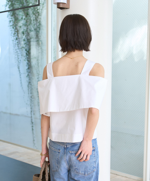 Rouge vif（ルージュヴィフ）の「ケープオフショルブラウス（シャツ/ブラウス・レディース・ブラック/ホワイト・フリー）」の4枚目の写真