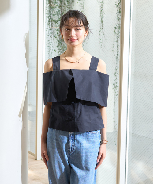 Rouge vif（ルージュヴィフ）の「ケープオフショルブラウス（シャツ/ブラウス・レディース・ブラック/ホワイト・フリー）」の16枚目の写真