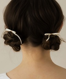 LA MUe(ラミュー)の【LA MUE】サテンリボンヘアカフ 2点セット(ヘアゴム)