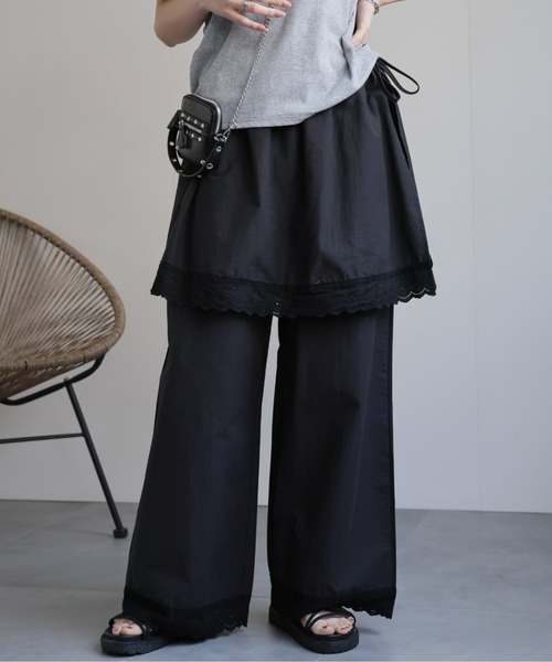 CREARE -LINO-(クレアーレリノ)の「〈レディース商品〉ラップスカートレイヤードパンツ(その他パンツ・レディース・ホワイト/ブラック・L/M)」の2枚目の写真