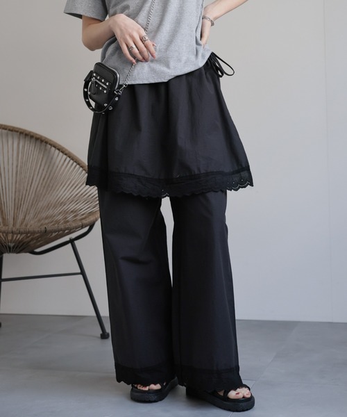 CREARE -LINO-(クレアーレリノ)の「〈レディース商品〉ラップスカートレイヤードパンツ(その他パンツ・レディース・ホワイト/ブラック・L/M)」の3枚目の写真