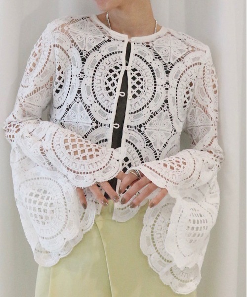＼半額SALE／ INDIAN MEDI 2WAY TOPS（Tシャツ/カットソー）｜Ameri LACE BIG トップス