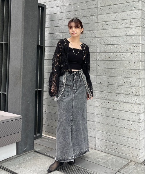 MEDI INDIAN 2WAY BIG LACE TOPS ブラック セール】MEDI INDIAN 2WAY BIG LACE TOPS(Tシャツ/カットソー