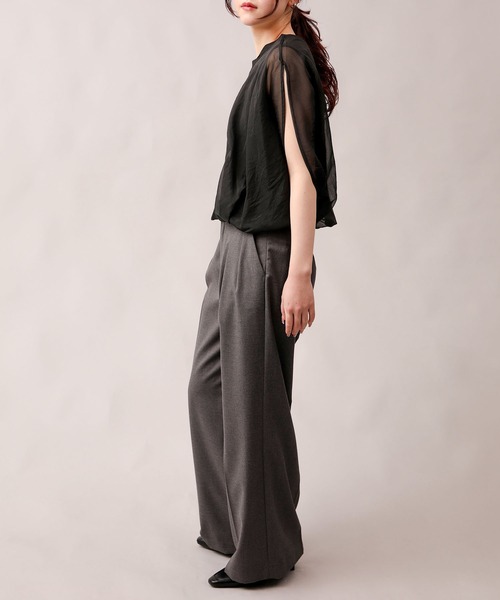 aimoha（アイモハ）の「七分袖風シアートップス (SS)（Tシャツ/カットソー・レディース・グレー/ブラック/オフホワイト/チョコ・FREE）」の6枚目の写真