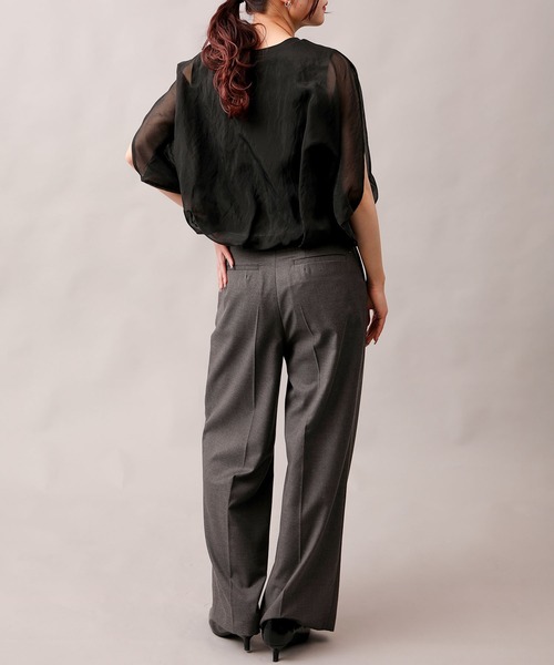 aimoha（アイモハ）の「七分袖風シアートップス (SS)（Tシャツ/カットソー・レディース・グレー/ブラック/オフホワイト/チョコ・FREE）」の7枚目の写真