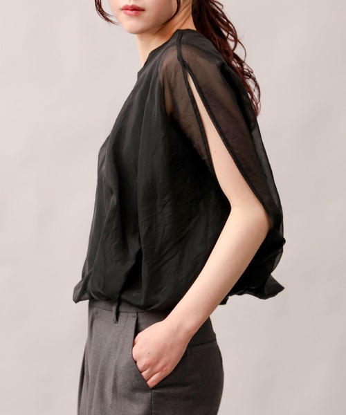 aimoha（アイモハ）の「七分袖風シアートップス (SS)（Tシャツ/カットソー・レディース・グレー/ブラック/オフホワイト/チョコ・FREE）」の12枚目の写真