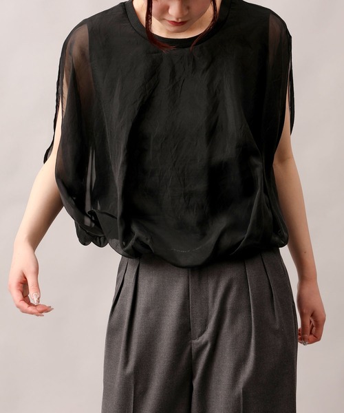 aimoha（アイモハ）の「七分袖風シアートップス (SS)（Tシャツ/カットソー・レディース・グレー/ブラック/オフホワイト/チョコ・FREE）」の13枚目の写真