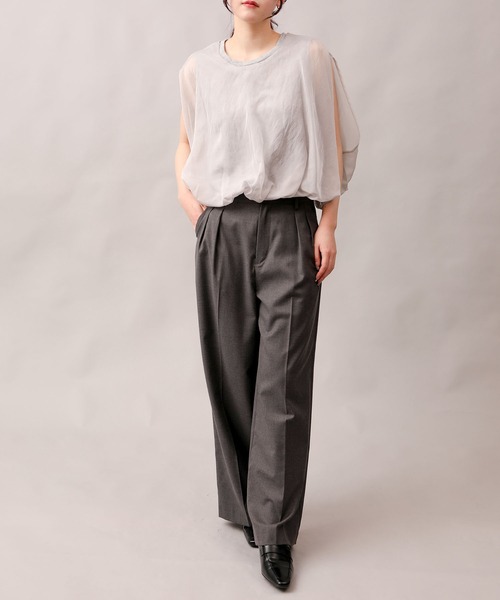 aimoha（アイモハ）の「七分袖風シアートップス (SS)（Tシャツ/カットソー・レディース・グレー/ブラック/オフホワイト/チョコ・FREE）」の18枚目の写真