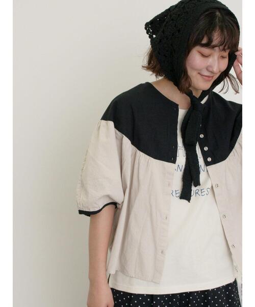 Samansa Mos2（サマンサ モスモス）の「配色ドルマンブラウス（シャツ/ブラウス・レディース・ダークブラウン/ブルー/キナリ・F）」の2枚目の写真