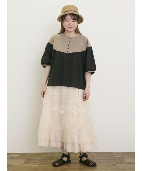 Samansa Mos2（サマンサ モスモス）の「配色ドルマンブラウス（シャツ/ブラウス・レディース・ダークブラウン/ブルー/キナリ・F）」の12枚目の写真