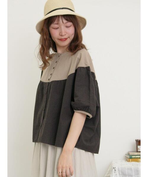 Samansa Mos2（サマンサ モスモス）の「配色ドルマンブラウス（シャツ/ブラウス・レディース・ダークブラウン/ブルー/キナリ・F）」の13枚目の写真