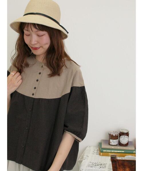 Samansa Mos2（サマンサ モスモス）の「配色ドルマンブラウス（シャツ/ブラウス・レディース・ダークブラウン/ブルー/キナリ・F）」の14枚目の写真