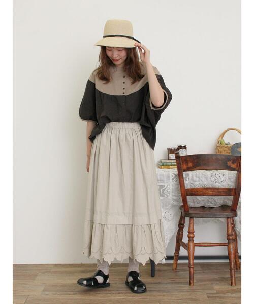 Samansa Mos2（サマンサ モスモス）の「配色ドルマンブラウス（シャツ/ブラウス・レディース・ダークブラウン/ブルー/キナリ・F）」の16枚目の写真