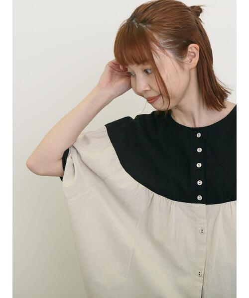 Samansa Mos2（サマンサ モスモス）の「配色ドルマンブラウス（シャツ/ブラウス・レディース・ダークブラウン/ブルー/キナリ・F）」の20枚目の写真