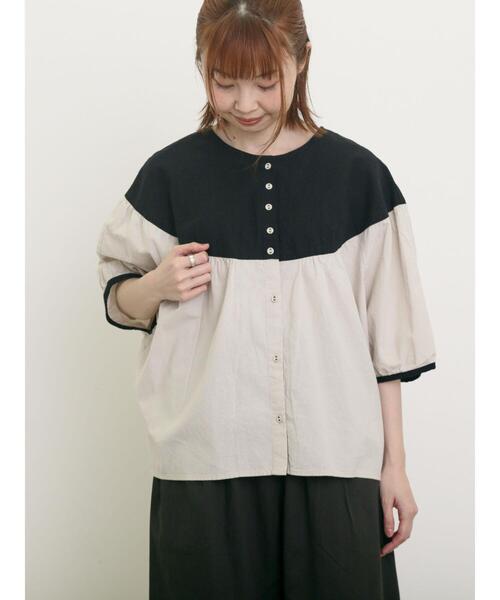 Samansa Mos2（サマンサ モスモス）の「配色ドルマンブラウス（シャツ/ブラウス・レディース・ダークブラウン/ブルー/キナリ・F）」の21枚目の写真