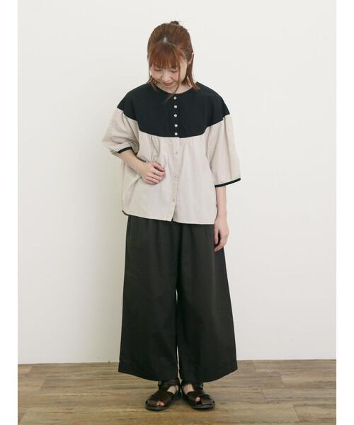 Samansa Mos2（サマンサ モスモス）の「配色ドルマンブラウス（シャツ/ブラウス・レディース・ダークブラウン/ブルー/キナリ・F）」の22枚目の写真