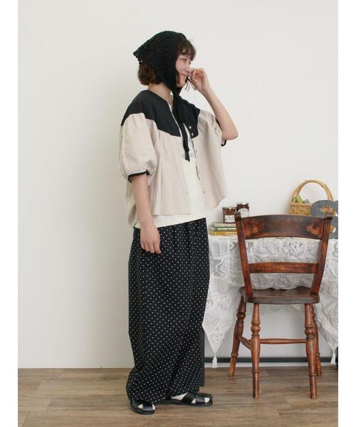 Samansa Mos2（サマンサ モスモス）の「配色ドルマンブラウス（シャツ/ブラウス・レディース・ダークブラウン/ブルー/キナリ・F）」の5枚目の写真