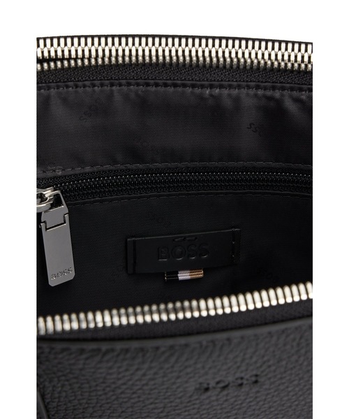 【関税込み】BOSS ブラック エンボスロゴ バッグ スリムドキュメントケース イタリアンレザー エンボスロゴ