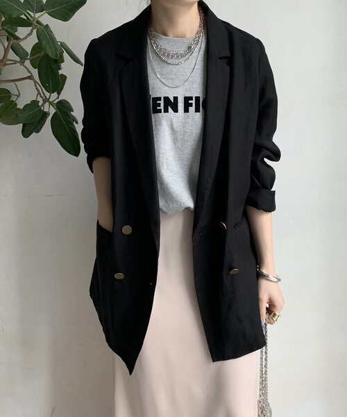 DouDou（ドゥドゥ）の「リヨセルリネンジャケット（テーラードジャケット・レディース・ブラック/ベージュ・FREE）」の16枚目の写真