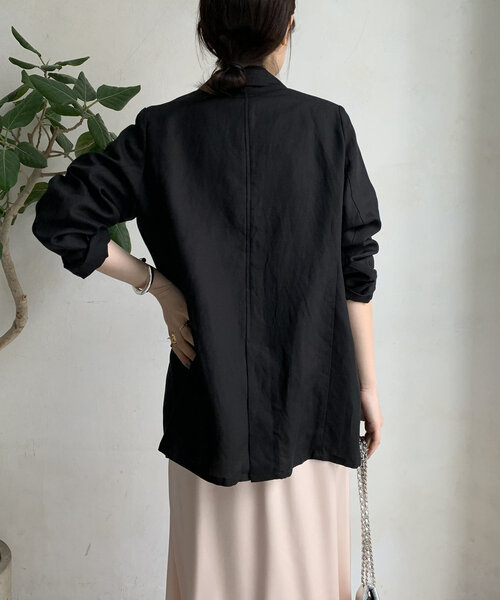 DouDou（ドゥドゥ）の「リヨセルリネンジャケット（テーラードジャケット・レディース・ブラック/ベージュ・FREE）」の17枚目の写真