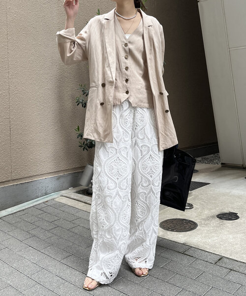 DouDou（ドゥドゥ）の「リヨセルリネンジャケット（テーラードジャケット・レディース・ブラック/ベージュ・FREE）」の20枚目の写真