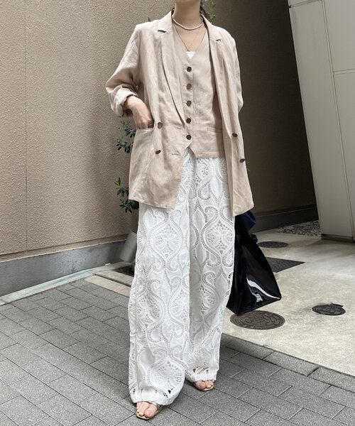 DouDou（ドゥドゥ）の「リヨセルリネンジャケット（テーラードジャケット・レディース・ブラック/ベージュ・FREE）」の21枚目の写真