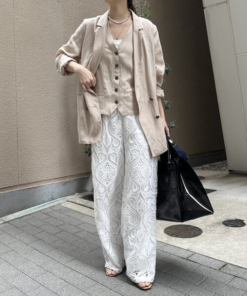 DouDou（ドゥドゥ）の「リヨセルリネンジャケット（テーラードジャケット・レディース・ブラック/ベージュ・FREE）」の22枚目の写真