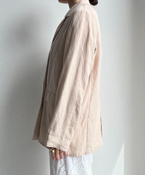 DouDou（ドゥドゥ）の「リヨセルリネンジャケット（テーラードジャケット・レディース・ブラック/ベージュ・FREE）」の4枚目の写真