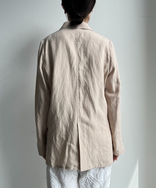 DouDou（ドゥドゥ）の「リヨセルリネンジャケット（テーラードジャケット・レディース・ブラック/ベージュ・FREE）」の5枚目の写真