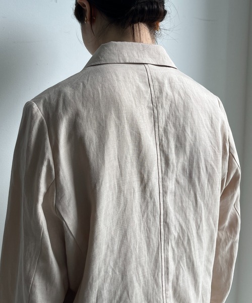 DouDou（ドゥドゥ）の「リヨセルリネンジャケット（テーラードジャケット・レディース・ブラック/ベージュ・FREE）」の6枚目の写真
