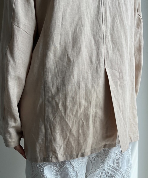 DouDou（ドゥドゥ）の「リヨセルリネンジャケット（テーラードジャケット・レディース・ブラック/ベージュ・FREE）」の7枚目の写真