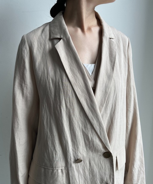 DouDou（ドゥドゥ）の「リヨセルリネンジャケット（テーラードジャケット・レディース・ブラック/ベージュ・FREE）」の8枚目の写真