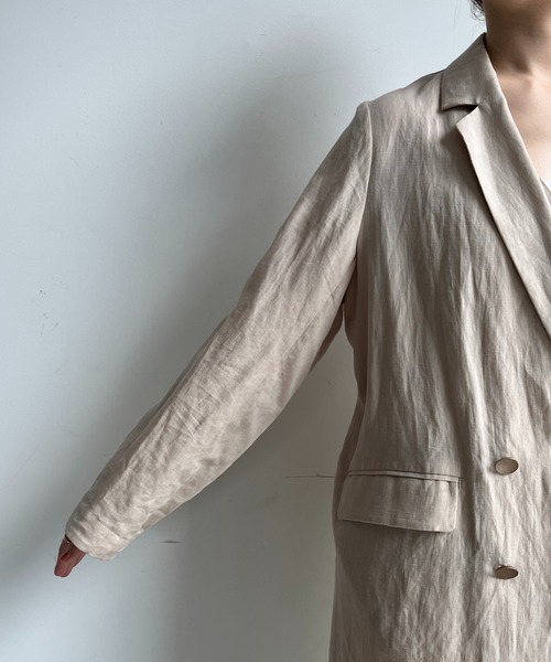 DouDou（ドゥドゥ）の「リヨセルリネンジャケット（テーラードジャケット・レディース・ブラック/ベージュ・FREE）」の9枚目の写真