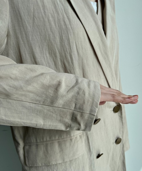 DouDou（ドゥドゥ）の「リヨセルリネンジャケット（テーラードジャケット・レディース・ブラック/ベージュ・FREE）」の10枚目の写真