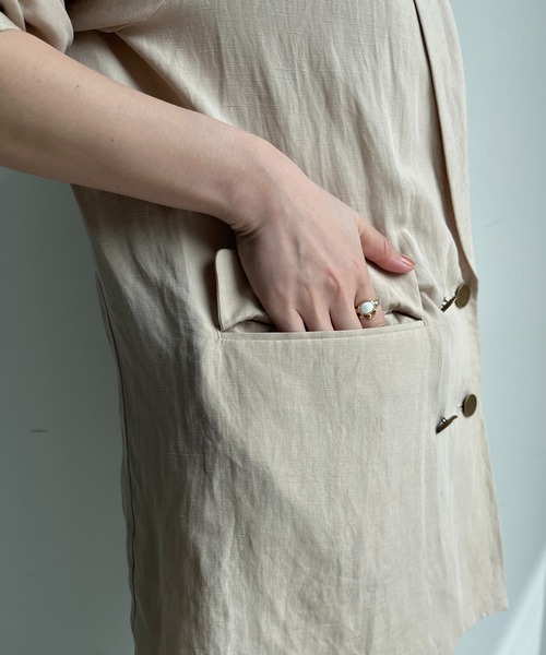 DouDou（ドゥドゥ）の「リヨセルリネンジャケット（テーラードジャケット・レディース・ブラック/ベージュ・FREE）」の11枚目の写真