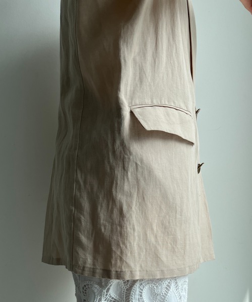 DouDou（ドゥドゥ）の「リヨセルリネンジャケット（テーラードジャケット・レディース・ブラック/ベージュ・FREE）」の12枚目の写真