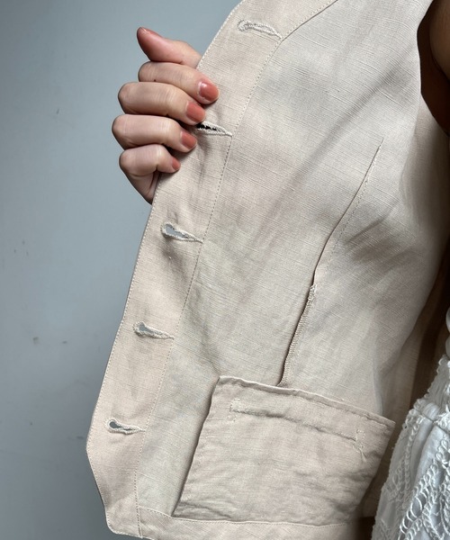 DouDou（ドゥドゥ）の「リヨセルリネンジャケット（テーラードジャケット・レディース・ブラック/ベージュ・FREE）」の15枚目の写真