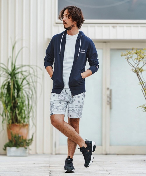 1minute 1second（ワンミニットワンセカンド）の「mpa3776-cursive print double zip light hoodie ダブルジップパーカー（パーカー・メンズ・ネイビー×ホワイト/ブラック×ホワイト/ホワイト×グレー・S/M/L/XL）」の15枚目の写真