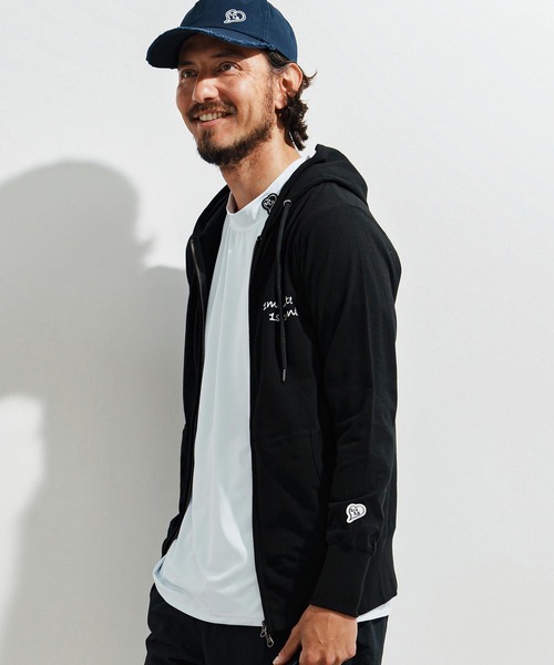 1minute 1second（ワンミニットワンセカンド）の「mpa3776-cursive print double zip light hoodie ダブルジップパーカー（パーカー・メンズ・ネイビー×ホワイト/ブラック×ホワイト/ホワイト×グレー・S/M/L/XL）」の16枚目の写真
